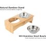 Holder Bamboo Elevated Bowls Feeder Stand for Dogs