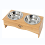 Holder Bamboo Elevated Bowls Feeder Stand for Dogs