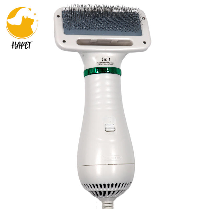 Pet Hair Dryer, 2 in 1 Pet Grooming Hair Dryer with Slicker Brush, Home Dog Hair Dryer with Adjustable 2 Temperatures Settings