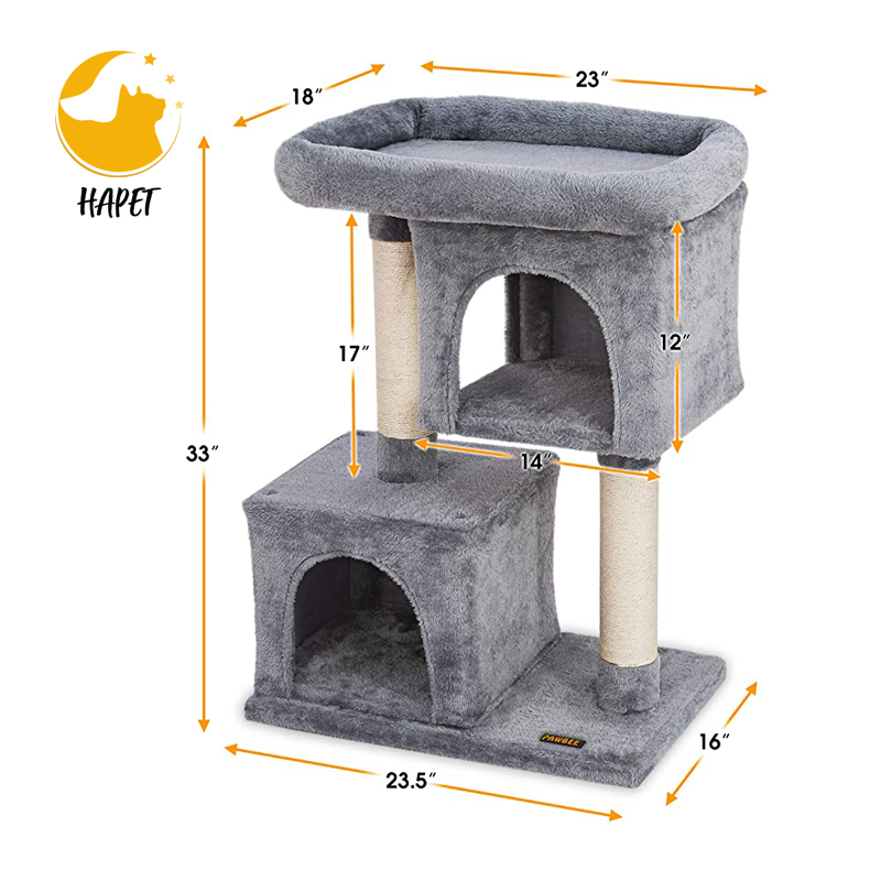 Cat Scratcher House with Plush Perch Kittens Condo with Scratching Post Cat Tree for Indoor