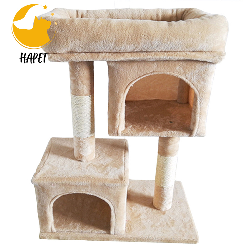Cat Scratcher House with Plush Perch Kittens Condo with Scratching Post Cat Tree for Indoor