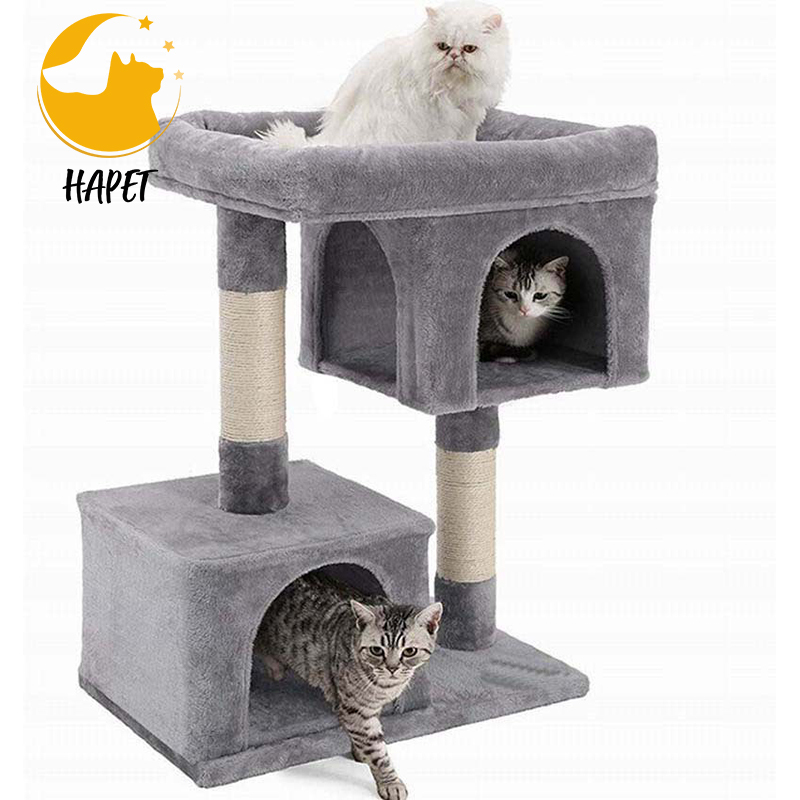 Cat Scratcher House with Plush Perch Kittens Condo with Scratching Post Cat Tree for Indoor