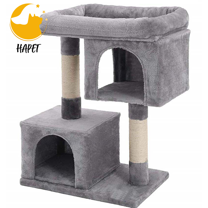 Cat Scratcher House with Plush Perch Kittens Condo with Scratching Post Cat Tree for Indoor