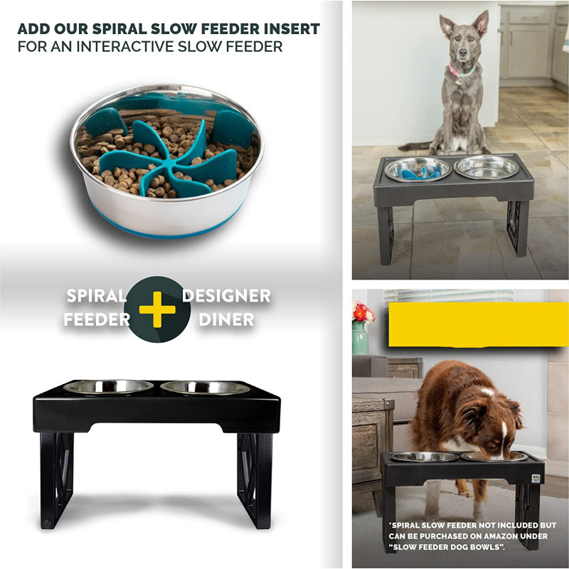 Raised Dog Dish with Stainless Steel Adjustable Elevated Dog Bowls For Pets