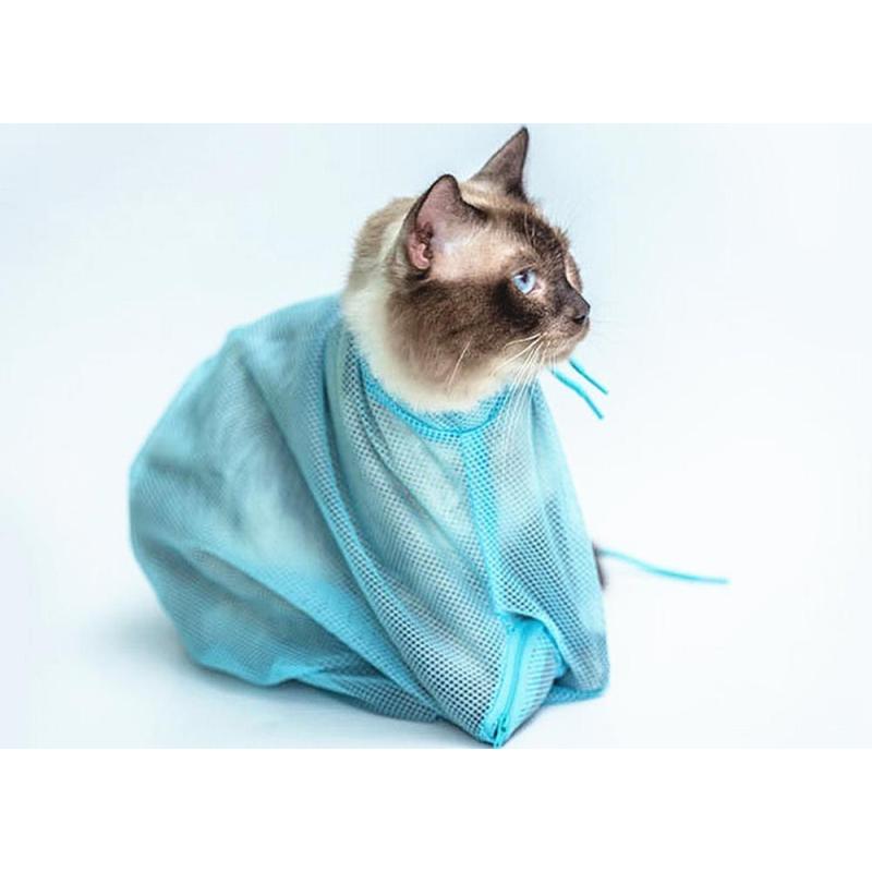 Bolsa de baño para gatos, bolsa de aseo para gatos con cordón elástico ajustable, bolsa de ducha gruesa para gatos