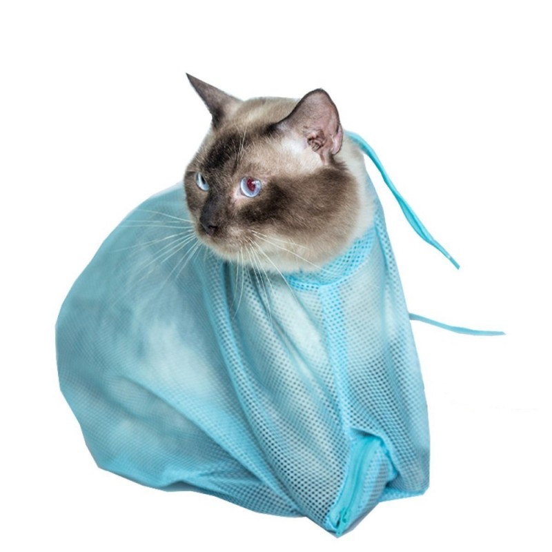 Bolsa de baño para gatos, bolsa de aseo para gatos con cordón elástico ajustable, bolsa de ducha gruesa para gatos