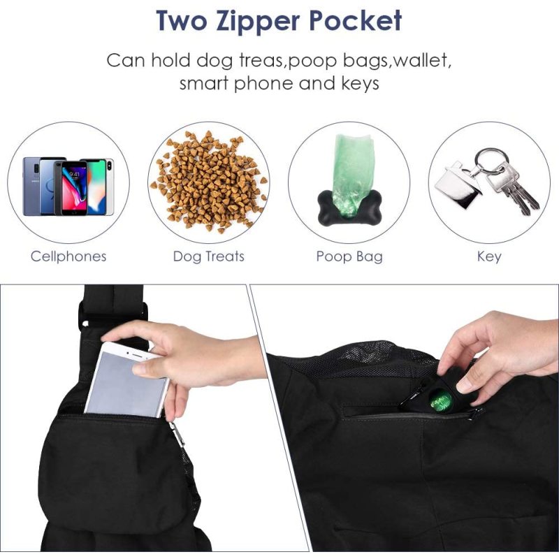 Adjustable Padded Shoulder Strap Dog Carrier Sling  with Drawstring