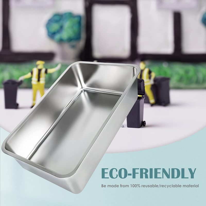 Stainless Steel Cat Litter Box, Large Metal Litter Box for Cats Rabbits, Never Absorbs Odors,Stain Free, Rustproof, Non Stick
