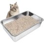 Stainless Steel Cat Litter Box, Large Metal Litter Box for Cats Rabbits, Never Absorbs Odors,Stain Free, Rustproof, Non Stick