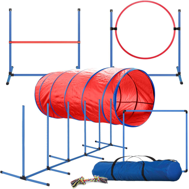 Dog Agility Training Equipment Dog Obstacle Course for Backyard with Dog Agility Tunnel 5PCS