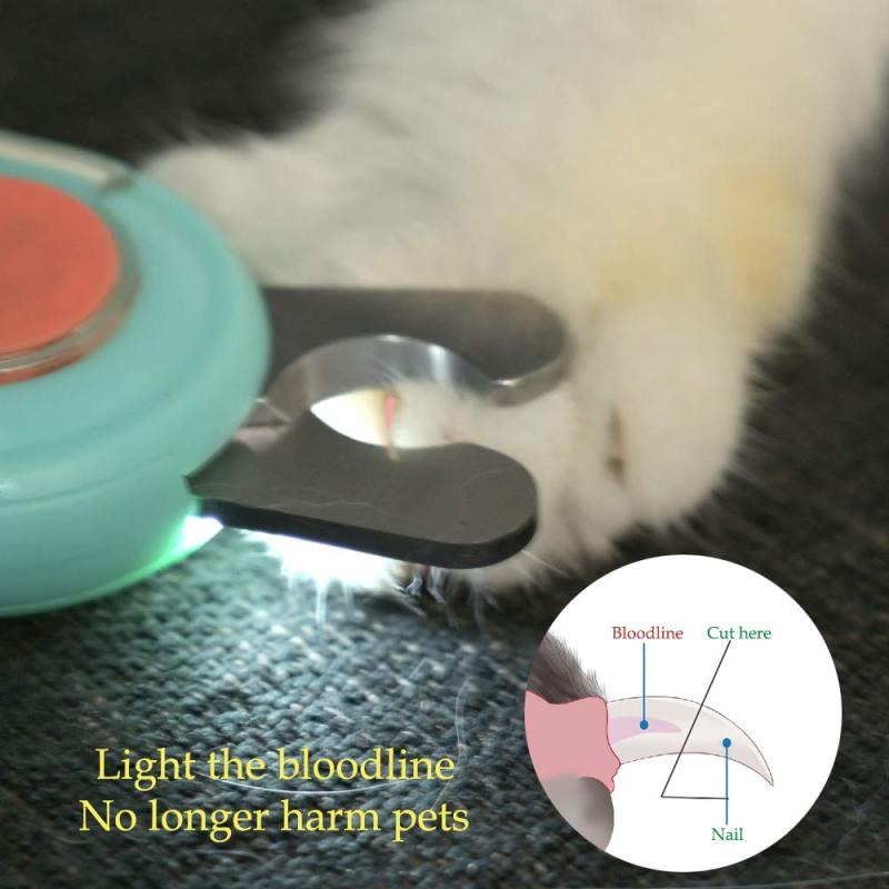 Dog Claw Trimmer Pet Stainless Steel Nail Cutter with Anti overclipping LED Light and Grooming