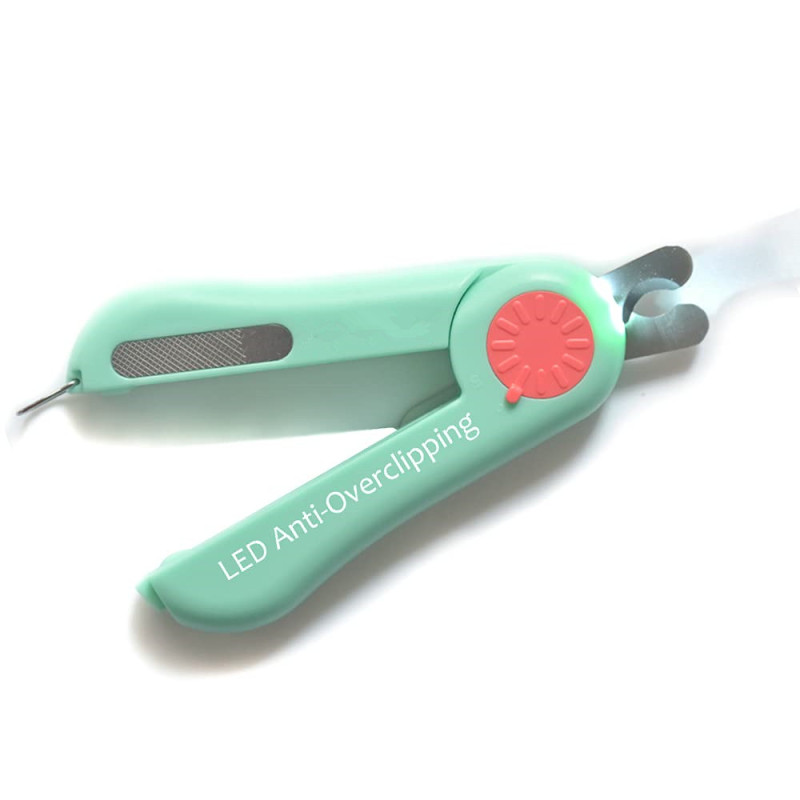 Dog Claw Trimmer Pet Stainless Steel Nail Cutter with Anti overclipping LED Light and Grooming