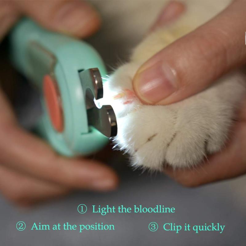 Dog Claw Trimmer Pet Stainless Steel Nail Cutter with Anti overclipping LED Light and Grooming