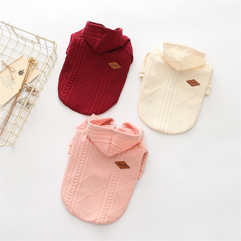 Designer Dog Clothes 2021 Pet Clothing Dog Knit Sweater Zipper Hooded Pet Clothes Warm Hooded Winter Sweater Puppy Cat Pet