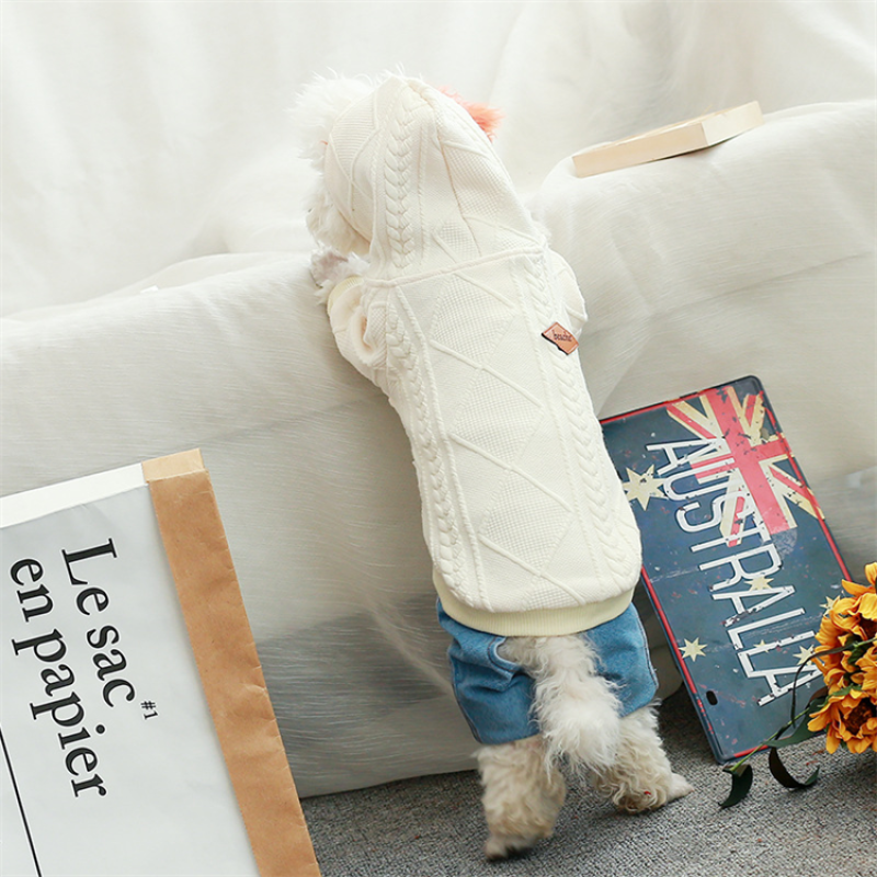Designer Dog Clothes 2021 Pet Clothing Dog Knit Sweater Zipper Hooded Pet Clothes Warm Hooded Winter Sweater Puppy Cat Pet