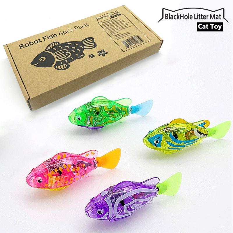 Hot Amazon Litter Mat Interactive Swimming Robot Fish Toy for Cat Dog with LED Light