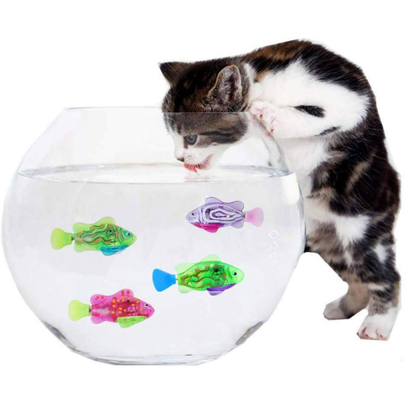 Hot Amazon Litter Mat Interactive Swimming Robot Fish Toy for Cat Dog with LED Light