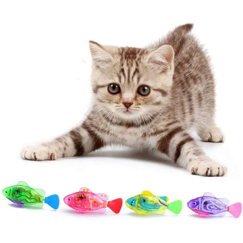 Hot Amazon Litter Mat Interactive Swimming Robot Fish Toy for Cat Dog with LED Light