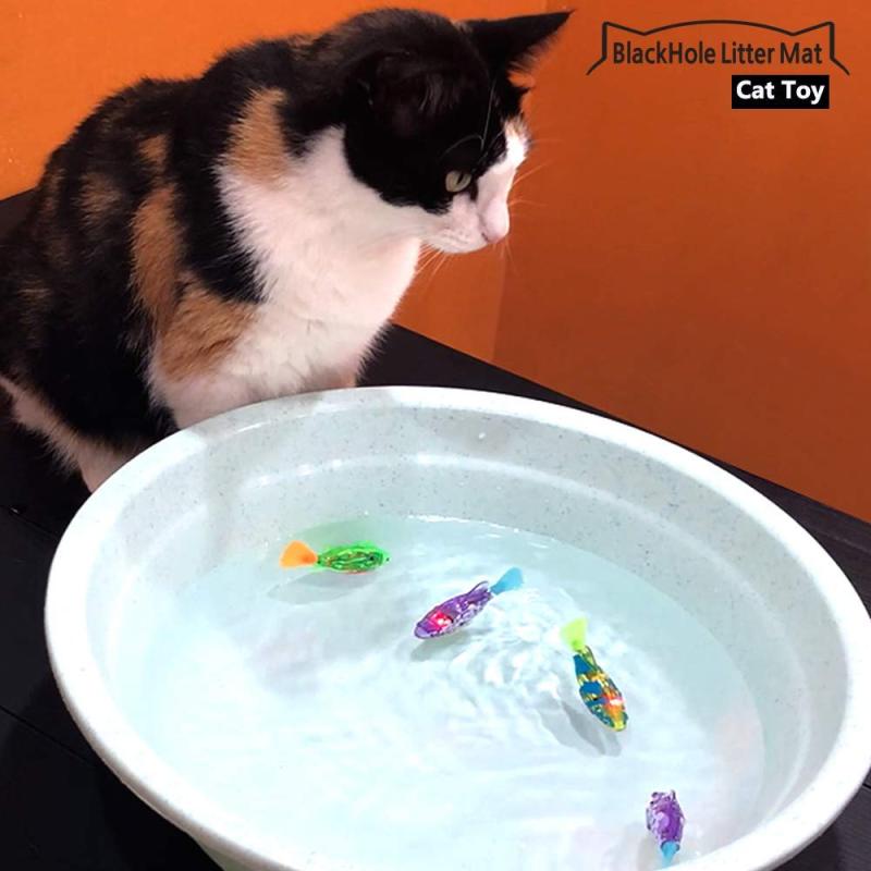 Hot Amazon Litter Mat Interactive Swimming Robot Fish Toy for Cat Dog with LED Light