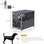 Furniture Style Decorative Dog Cage Kennel Wood Dog Crate End Table Lattice Night Stand with Lockable Door