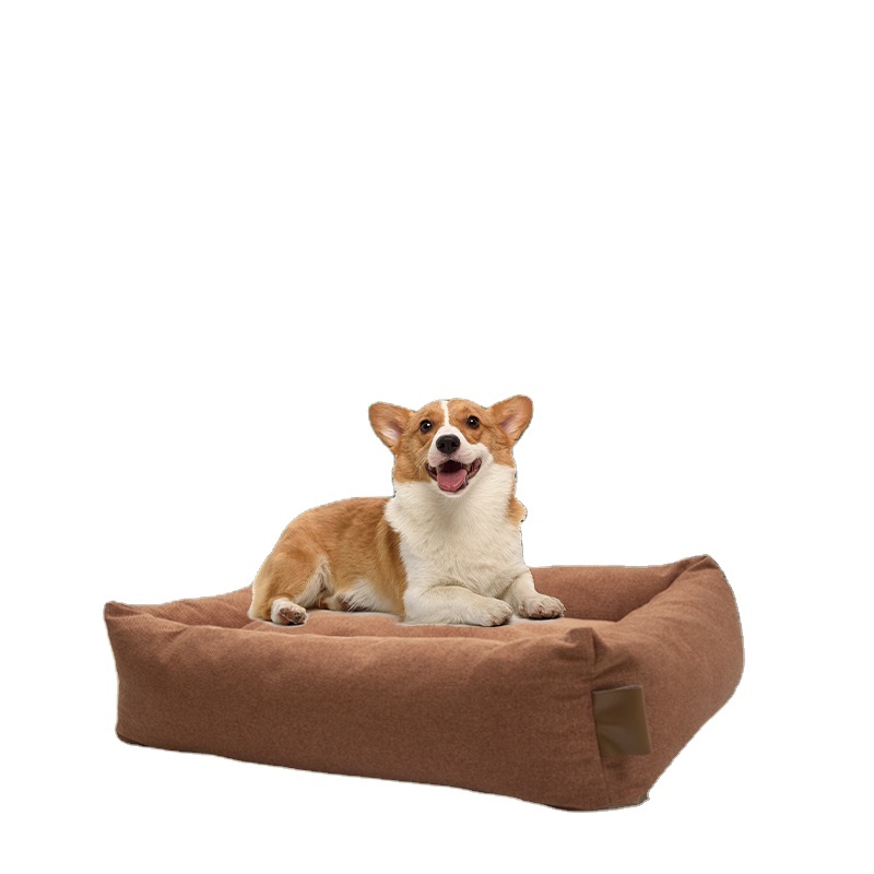 Rectangle Washable Sleeping Puppy Bed Orthopedic Pet Sofa Soft Calming Beds for Indoor Cats
