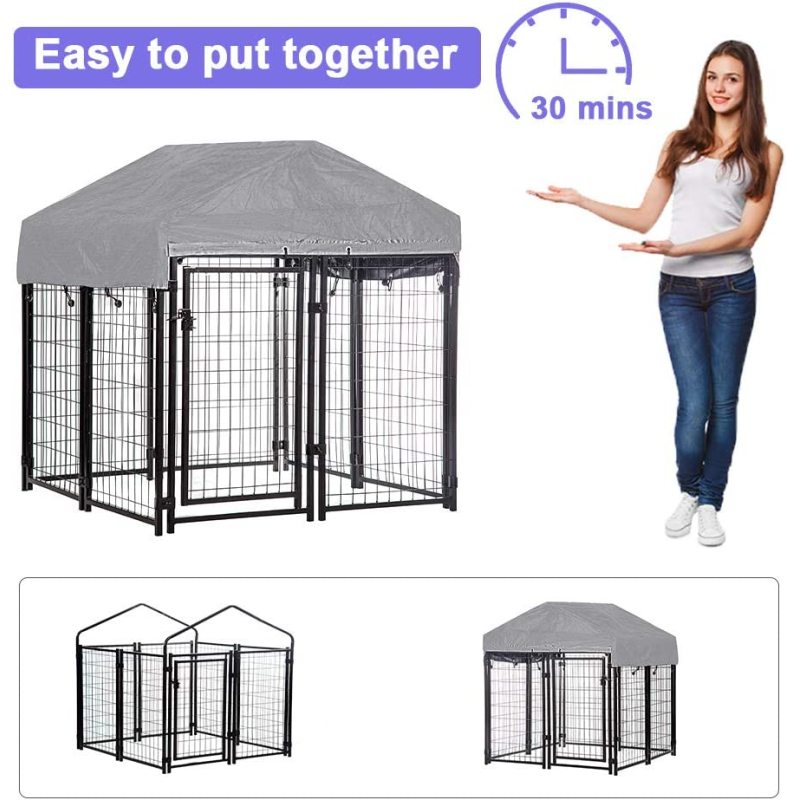 Heavy Duty Wire Dog Kennel Playpen Included a Roof