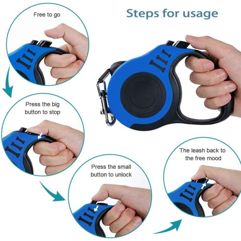 Retractable Dog Leash Pet Walking Leash with Anti-Slip Handle One-Handed One Button Lock & Release