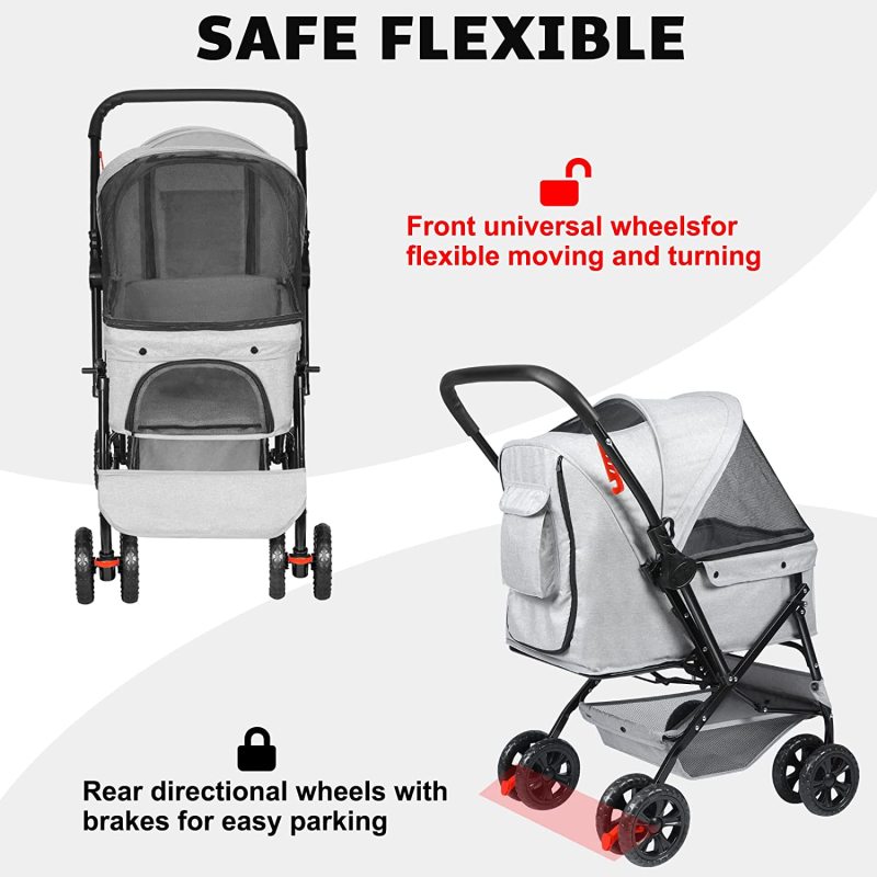 Dog Strollers for Medium Dogs and Cats with Reversible Handle, Easy to Walking Dog Stroller 360 Rotating Front Puppy Stroller fo