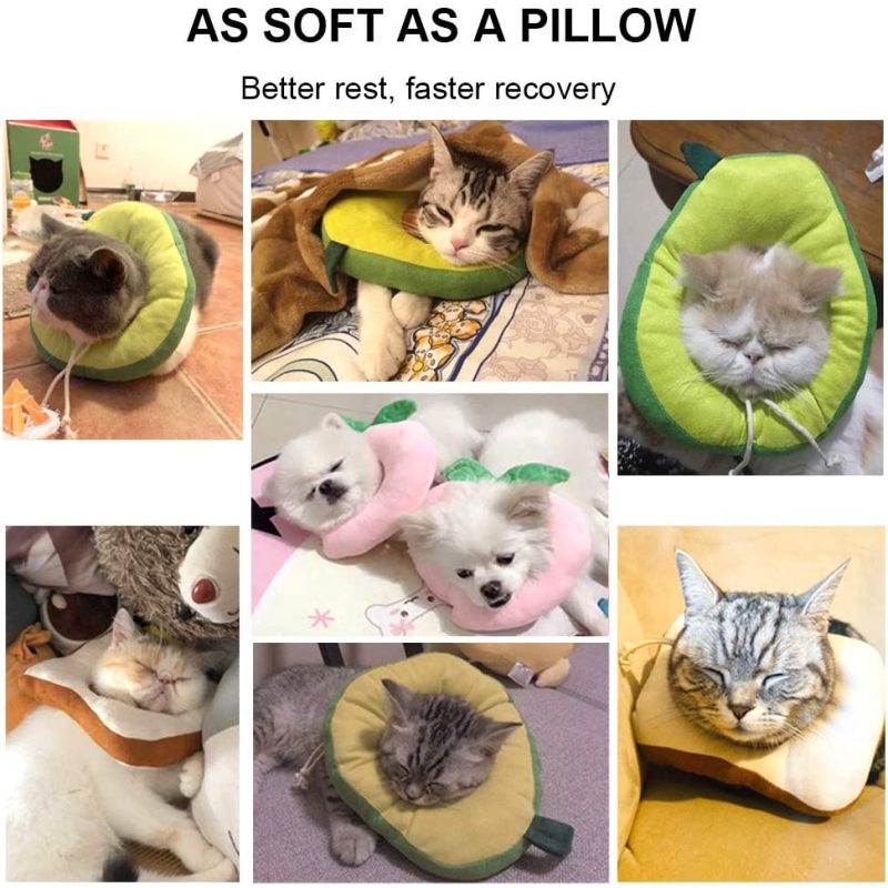 Adjustable Cat Recovery Cat Cone Collar Cute Avocado for Cats After Surgery