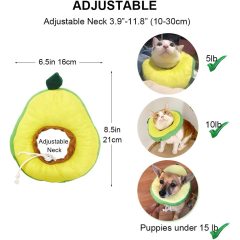 Adjustable Cat Recovery Cat Cone Collar Cute Avocado for Cats After Surgery