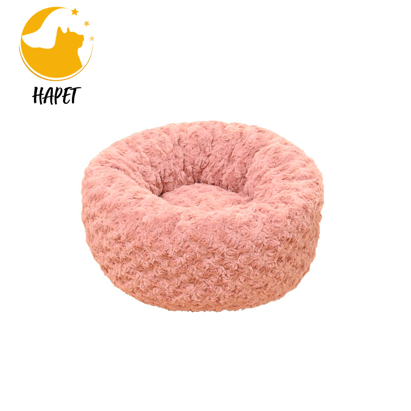 Round Soft Plush Cat Bed Cat Warming Bed Cozy Pet Bed Cushion