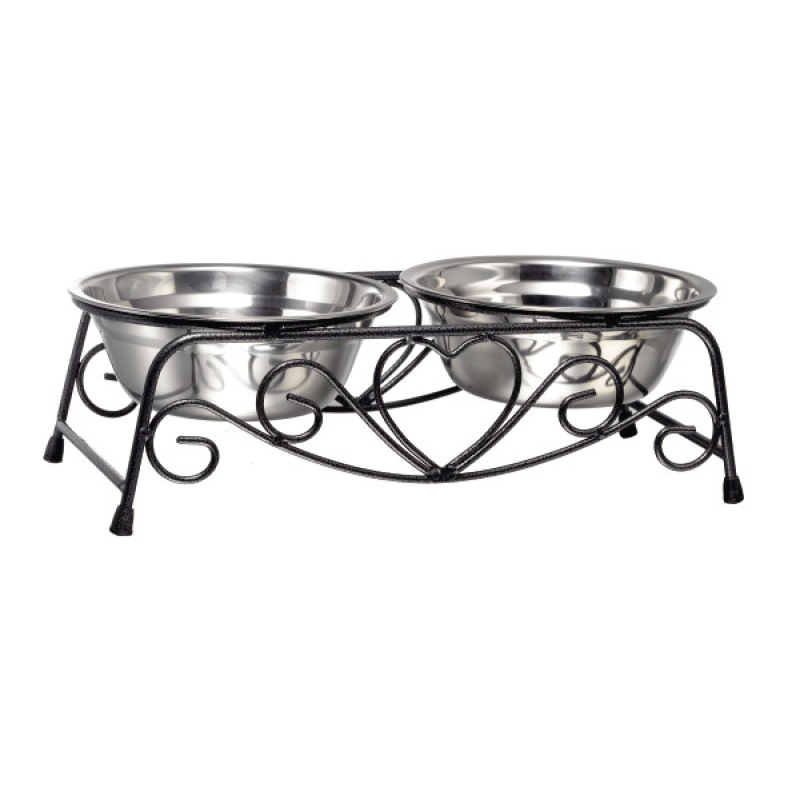 Stainless Steel Raised Pet Water Feeder Dish Elevated Stand