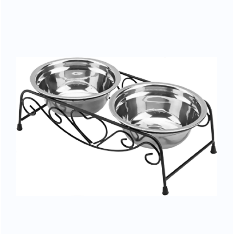 Stainless Steel Raised Pet Water Feeder Dish Elevated Stand