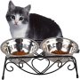 Stainless Steel Raised Pet Water Feeder Dish Elevated Stand