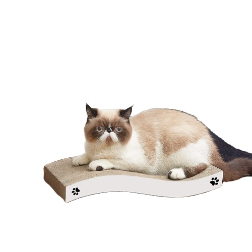 Cat Scratching Pad with Different Scratch Textures Wave Curved / Flat Shape Design Corrugated Cardboard Double-Sided Anti-Slip
