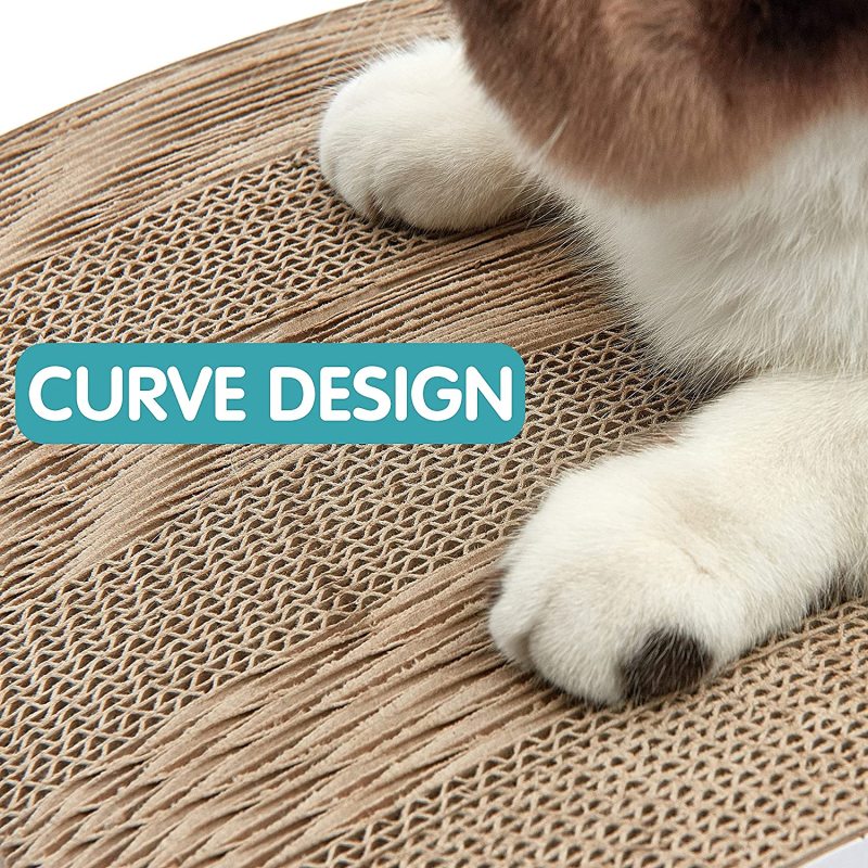 Cat Scratching Pad with Different Scratch Textures Wave Curved / Flat Shape Design Corrugated Cardboard Double-Sided Anti-Slip