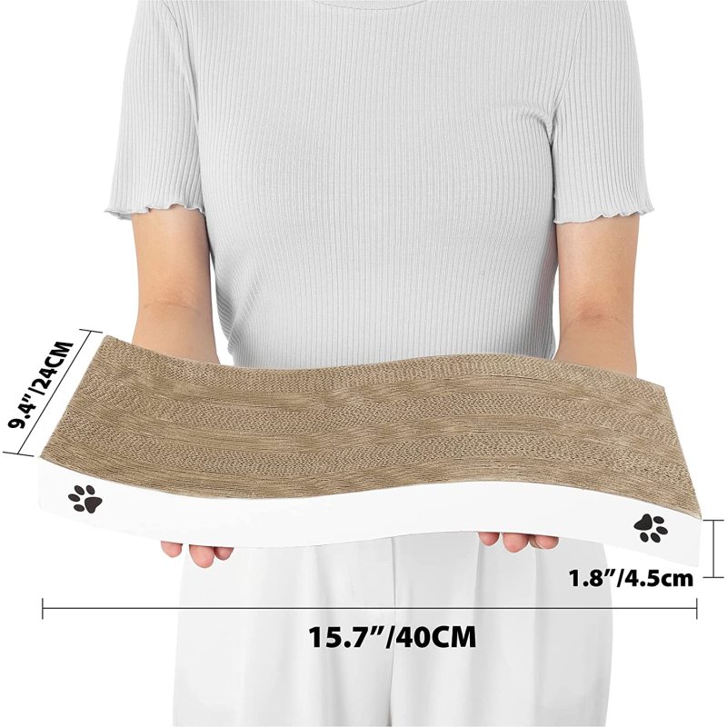 Cat Scratching Pad with Different Scratch Textures Wave Curved / Flat Shape Design Corrugated Cardboard Double-Sided Anti-Slip