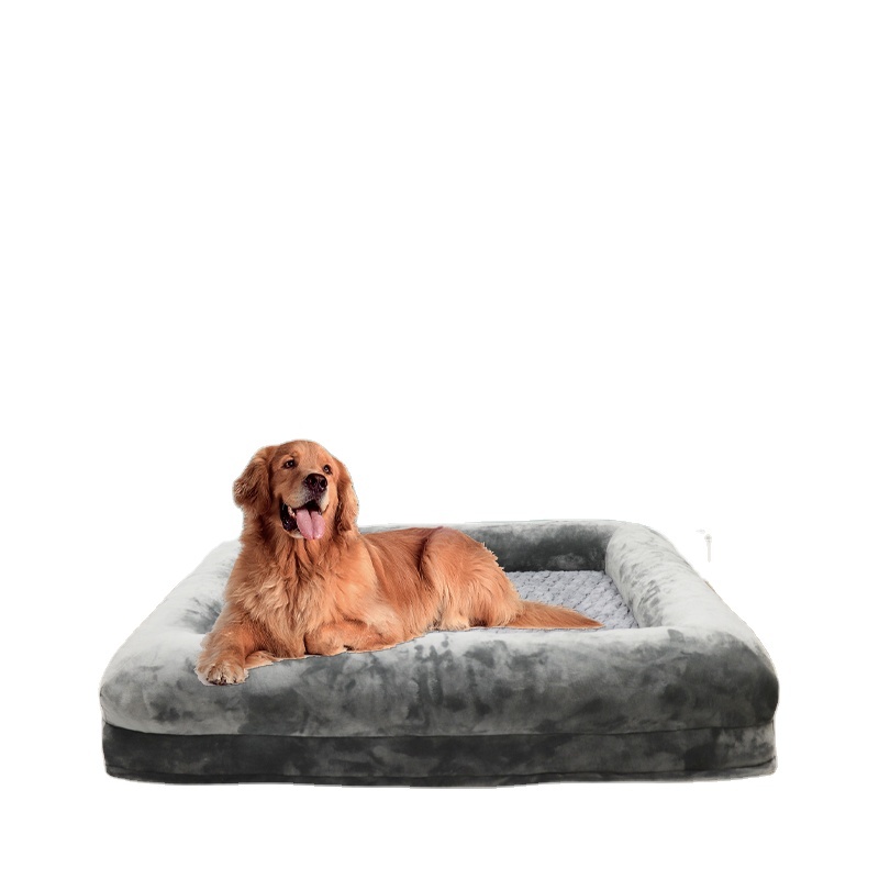 Coral Fleece Cotton Calming Dog Bed Washable Pet Sofa Dog Bed Pet Bed Cushion with Anti Slip Bottom