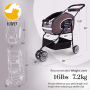 3 Wheel Foldable Cat Dog Stroller with Storage Basket and Cup Holder