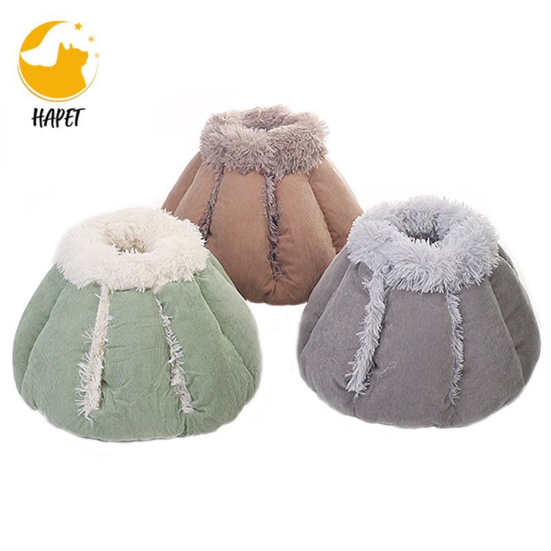 Plush Ergonomic Orthopedic Foam Mattress Dog Bed, Round Snuggery Hooded Dog Bed Self-Warming Quilted Cat Bed Pad