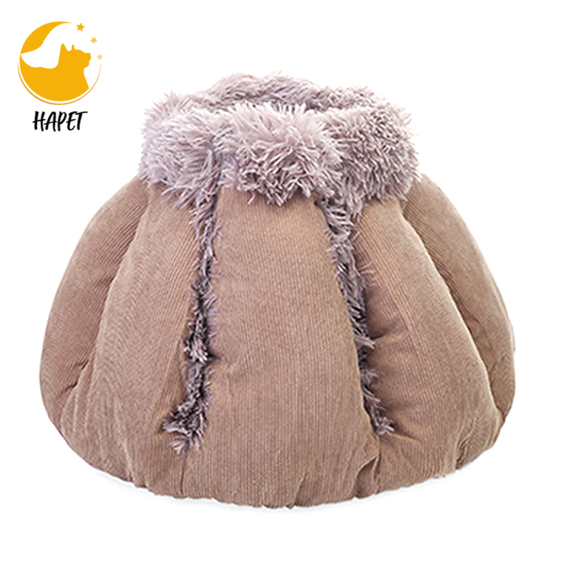 Plush Ergonomic Orthopedic Foam Mattress Dog Bed, Round Snuggery Hooded Dog Bed Self-Warming Quilted Cat Bed Pad