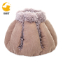 Plush Ergonomic Orthopedic Foam Mattress Dog Bed, Round Snuggery Hooded Dog Bed Self-Warming Quilted Cat Bed Pad