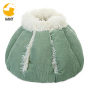 Plush Ergonomic Orthopedic Foam Mattress Dog Bed, Round Snuggery Hooded Dog Bed Self-Warming Quilted Cat Bed Pad
