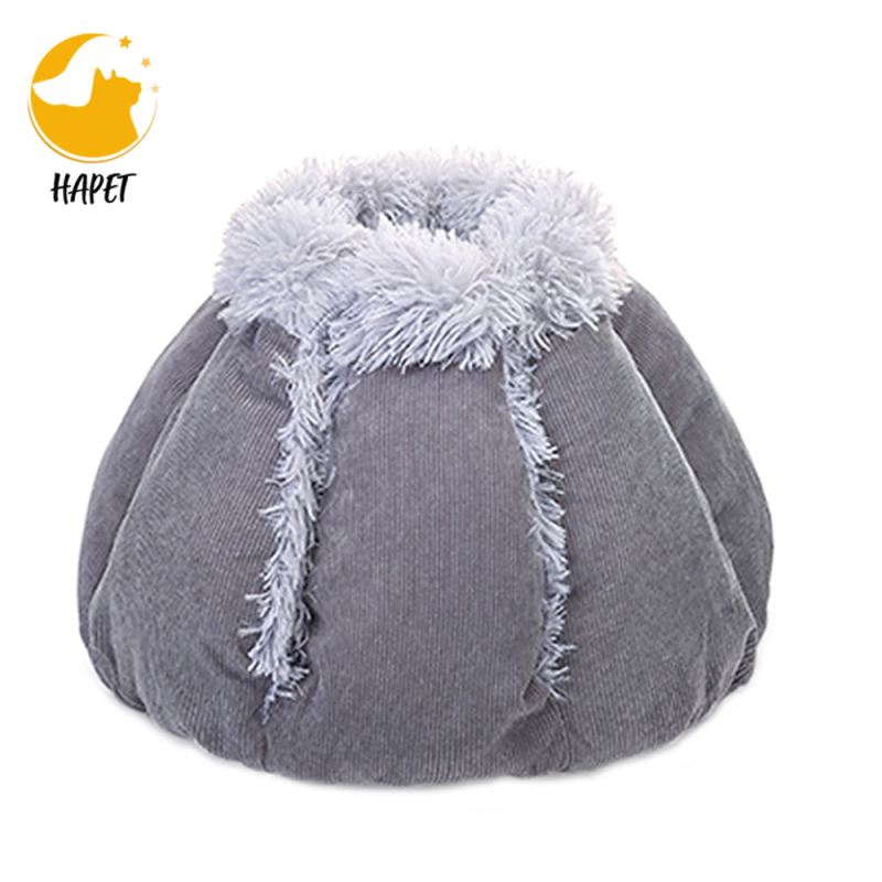 Plush Ergonomic Orthopedic Foam Mattress Dog Bed, Round Snuggery Hooded Dog Bed Self-Warming Quilted Cat Bed Pad