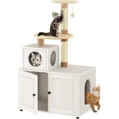 Manufacturer Cat Litter Box Enclosure Enlarged Cat Litter Cabinet Wooden House with Cat Tree Tower