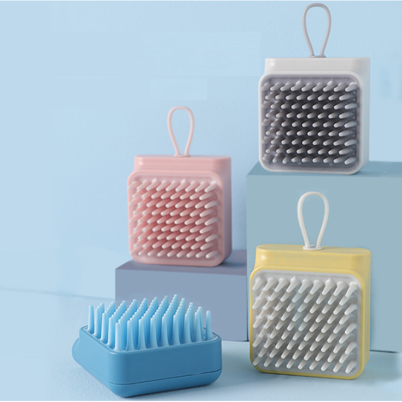 Wholesale Dog Brush Bath Massage Brush Shampoo Pet Grooming Deshedding Soft Silicone Bristles