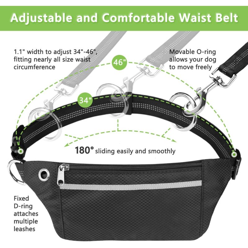 Reflective Stitches Jogging Hiking Extendable Adjustable Running Leash  for Small Medium and Large Dog
