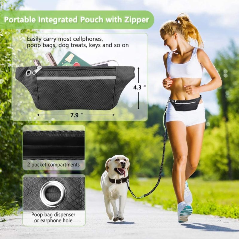 Reflective Stitches Jogging Hiking Extendable Adjustable Running Leash  for Small Medium and Large Dog