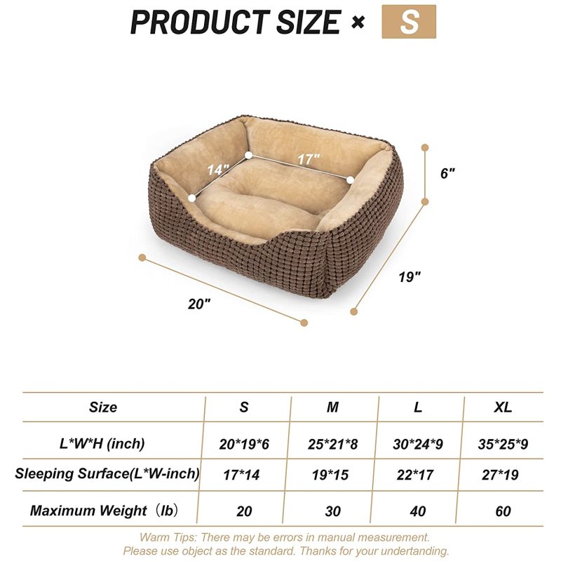 Self Warming Rectangle Cat Dog Cushion Bed Orthopedic Antiskid Pet Sofa Bed Indoor Calming luxurious Washable Pet Bed Mat