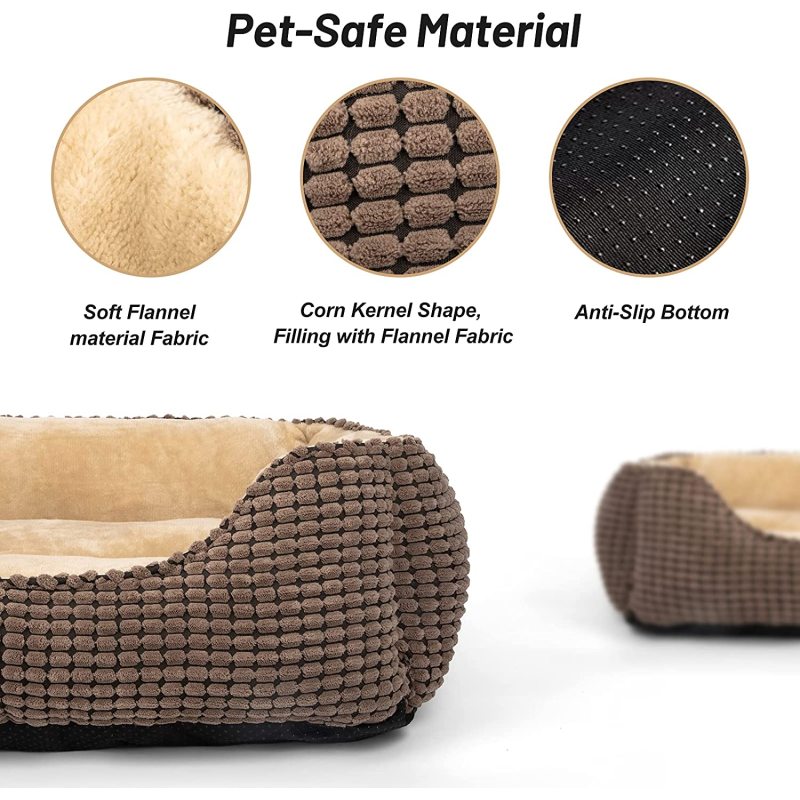 Self Warming Rectangle Cat Dog Cushion Bed Orthopedic Antiskid Pet Sofa Bed Indoor Calming luxurious Washable Pet Bed Mat